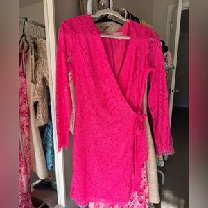 Lilly Pulitzer Vibrant Pink Lace wrap romper